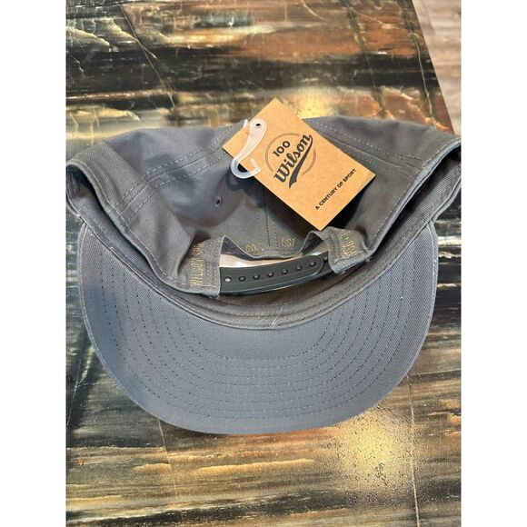 NWT Wilson Cap Gray White Lettering Snapback Hat - Picture 5 of 6